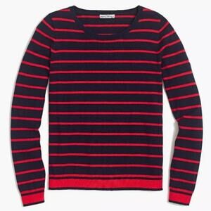 J.CREW Mercantile Women’s Sz M Peyton Mixed Striped Blue Red Cotton Sweater